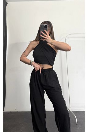 ست گرمکن مشکی زنانه پاچه گشاد nona butik - کد 929526554