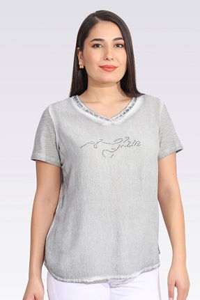 بلوز طوسی زنانه بافت دار TOLGA SARAÇOĞLU - کد 929293070