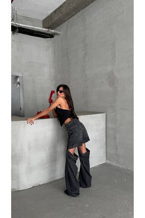 شلوار طوسی زنانه بافتنی DENİKK - کد 929300754
