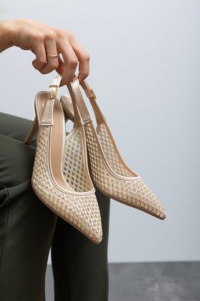 کفش استایلیتو بژ پاشنه نازک wolk shoes - کد 929562765