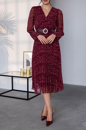 لباس زرشکی زنانه بافتنی Neşeli Butik - کد 929338247