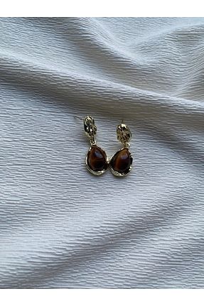 گوشواره جواهر قهوه ای COLLECTİON - کد 929307121