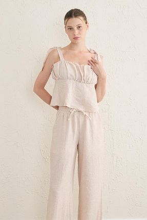 ست بالاتنه و پائین تنه نباتی زنانه پنبه پلی استر AlisaSu - کد 929336615