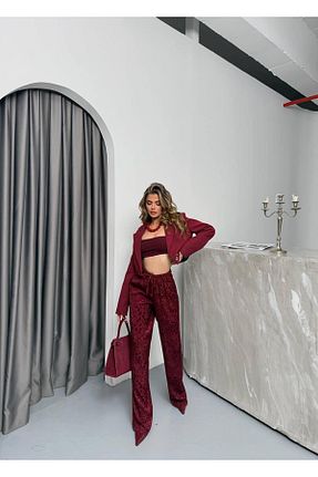 شلوار زرشکی زنانه ساتن timagna - کد 903669491