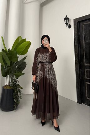لباس حجاب قهوه ای زنانه Relaxed Neşeli Butik - کد 929339887