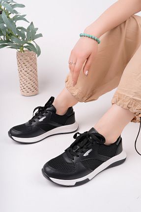 کفش اسنیکر مشکی زنانه بند دار pasyone - کد 929342154