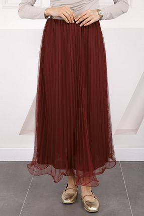 دامن حجاب زرشکی زنانه کمر کش دار İmajButik - کد 929059392