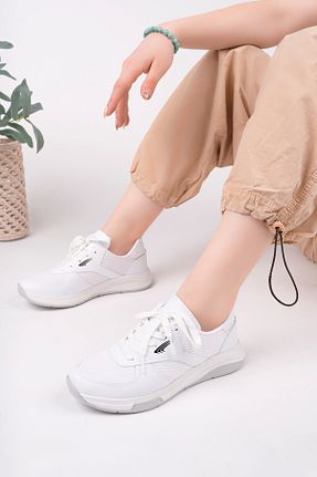 کفش اسنیکر سفید زنانه بند دار pasyone - کد 929342168