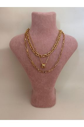 گردنبند استیل ( فولاد ) زرد زنانه استیل (فولاد) YENGEÇ - کد 929343153