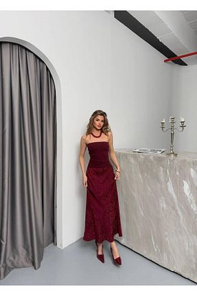 دامن زرشکی زنانه ساتن timagna - کد 903858259
