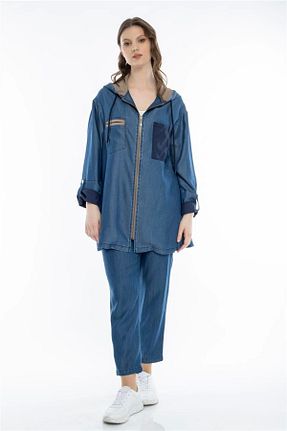 تونیک سایز بزرگ سرمه ای زنانه جین SEDNA - کد 857623960