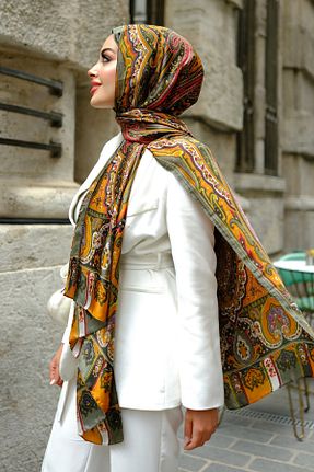 شال زرد زنانه ابریشم diorel - کد 929351359
