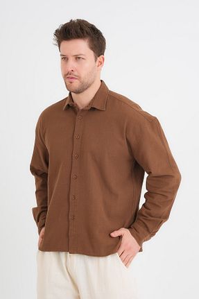 پیراهن قهوه ای مردانه اورسایز Redline - کد 929351630