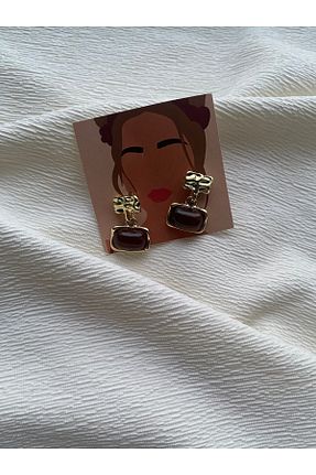 گوشواره جواهر قهوه ای فلزی COLLECTİON - کد 929347291