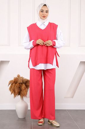 ست بالاتنه و پائین تنه حجاب صورتی زنانه رگولار İmajButik - کد 929345128