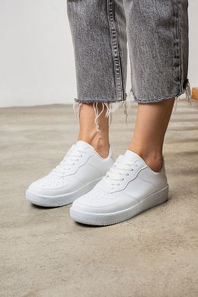 کفش اسنیکر سفید زنانه بند دار İmerShoes - کد 662145780