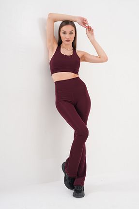 ساق شلواری اسپرت زرشکی زنانه بافت SWAFTRUSH - کد 929580591