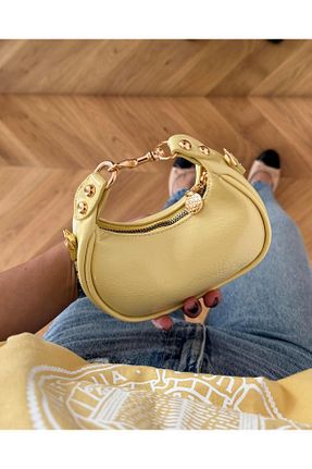 کیف دوشی زرد زنانه چرم مصنوعی Tina İstanbul - کد 929353909