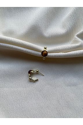 گوشواره جواهر قهوه ای میخ COLLECTİON - کد 929353303