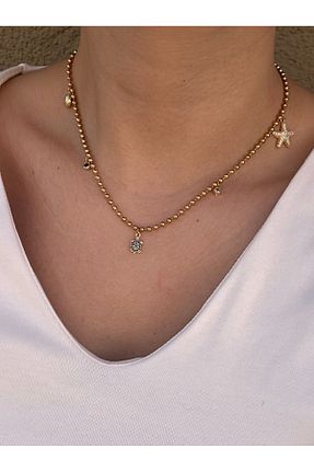گردنبند استیل ( فولاد ) زرد زنانه استیل (فولاد) YENGEÇ - کد 929362122