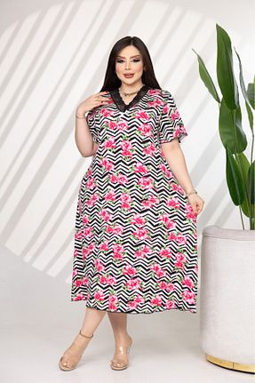لباس سایز بزرگ صورتی زنانه %100 پنبه şuranur - کد 845497993