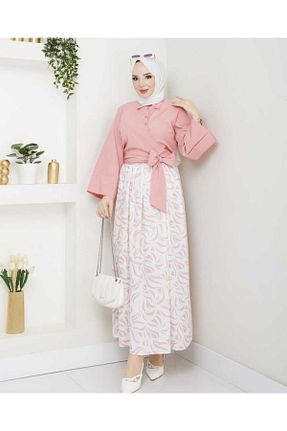 پیراهن حجاب صورتی زنانه A-line Aşkın fashion - کد 929368123
