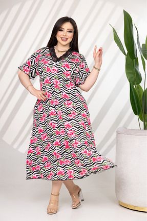 لباس سایز بزرگ صورتی زنانه %100 پنبه şuranur - کد 845497993