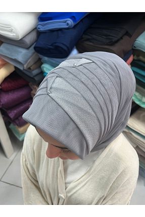 روسری طوسی پنبه ای Gülnur tasarım - کد 929390454