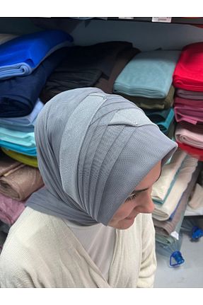 روسری طوسی پنبه ای Gülnur tasarım - کد 929390454