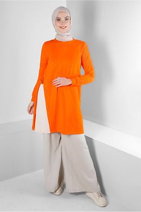 تونیک حجاب نارنجی زنانه پنبه ای Alvina - کد 859501249