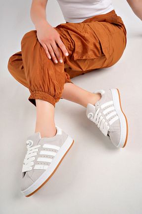 کفش اسنیکر طوسی زنانه بند دار gizlitopuk - کد 929415757
