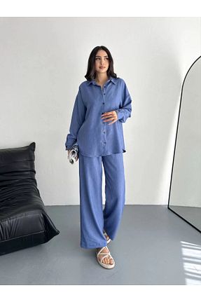 ست بالاتنه و پائین تنه آبی زنانه پنبه ای REKA MODA - کد 929417465