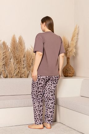 ست لباس راحتی سایز بزرگ قهوه ای زنانه گلدار Nisanca - کد 929445526
