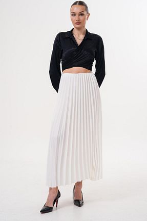 دامن سفید زنانه ساتن Flame İstanbul Butik - کد 929447386