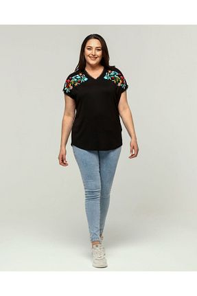بلوز سایز بزرگ مشکی زنانه سایز بزرگ Esina - کد 926053085