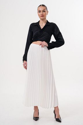 دامن سفید زنانه ساتن Flame İstanbul Butik - کد 929447386