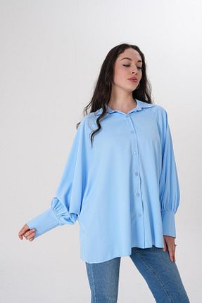 پیراهن آبی زنانه اورسایز Flame İstanbul Butik - کد 929616034