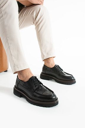 کفش کژوال مشکی مردانه چرم خالص Safari Ayakkabı - کد 929454340