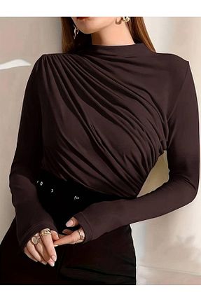 بلوز قهوه ای زنانه ساده RESSHO - کد 899275265