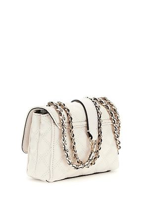 کیف دوشی سفید زنانه چرم مصنوعی Guess - کد 905525409