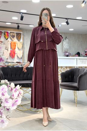 لباس زرشکی زنانه بافتنی TRİPEN - کد 929630564