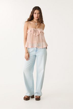 بلوز صورتی زنانه اورسایز Stradivarius - کد 929632062