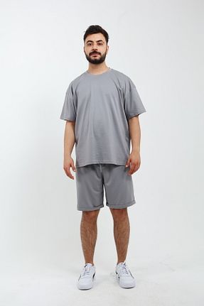 شلوارک و برمودا طوسی مردانه اورسایز OXVİN - کد 929500624