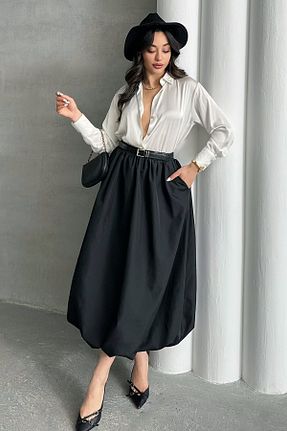 دامن مشکی زنانه پارچه MD trend - کد 929495005