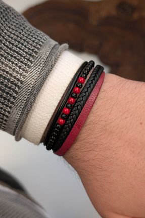 دستبند جواهر بژ مردانه زیرکن cheetah quality - کد 930365844