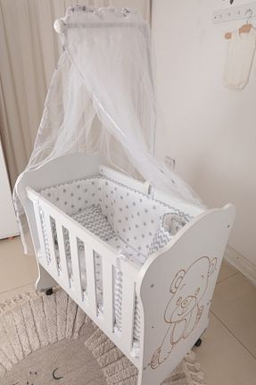 گهواره طوسی MDF BebeK on For - کد 929510028
