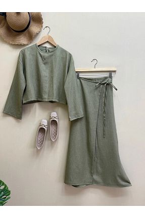 ست بالاتنه و پائین تنه خاکی زنانه بافتنی ENDAMIM - کد 928612529