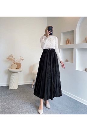 دامن مشکی زنانه ساتن DEZ MODA - کد 920111755