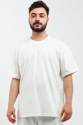 تیشرت سفید مردانه اورسایز OXVİN - کد 929537223