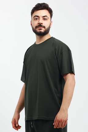 تیشرت خاکی مردانه اورسایز OXVİN - کد 929537123